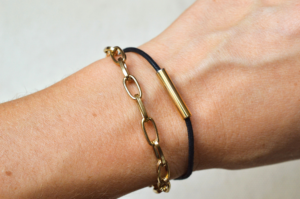 bracelet noir chaîne ovale