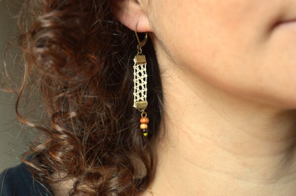 boucles d'oreilles vertes dentelle