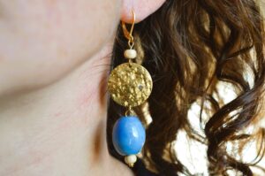 boucles d'oreilles céramique bleu