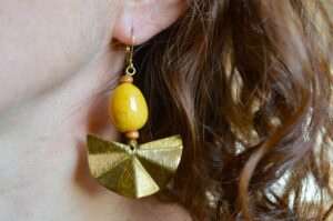boucles d'oreilles céramique jaune