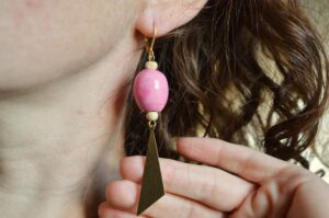 boucles d'oreilles céramique rose