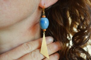 boucles d'oreilles céramique bleu