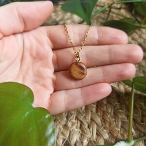 Collier en bois de pommier rond