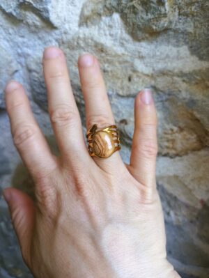 bague organique en olivier