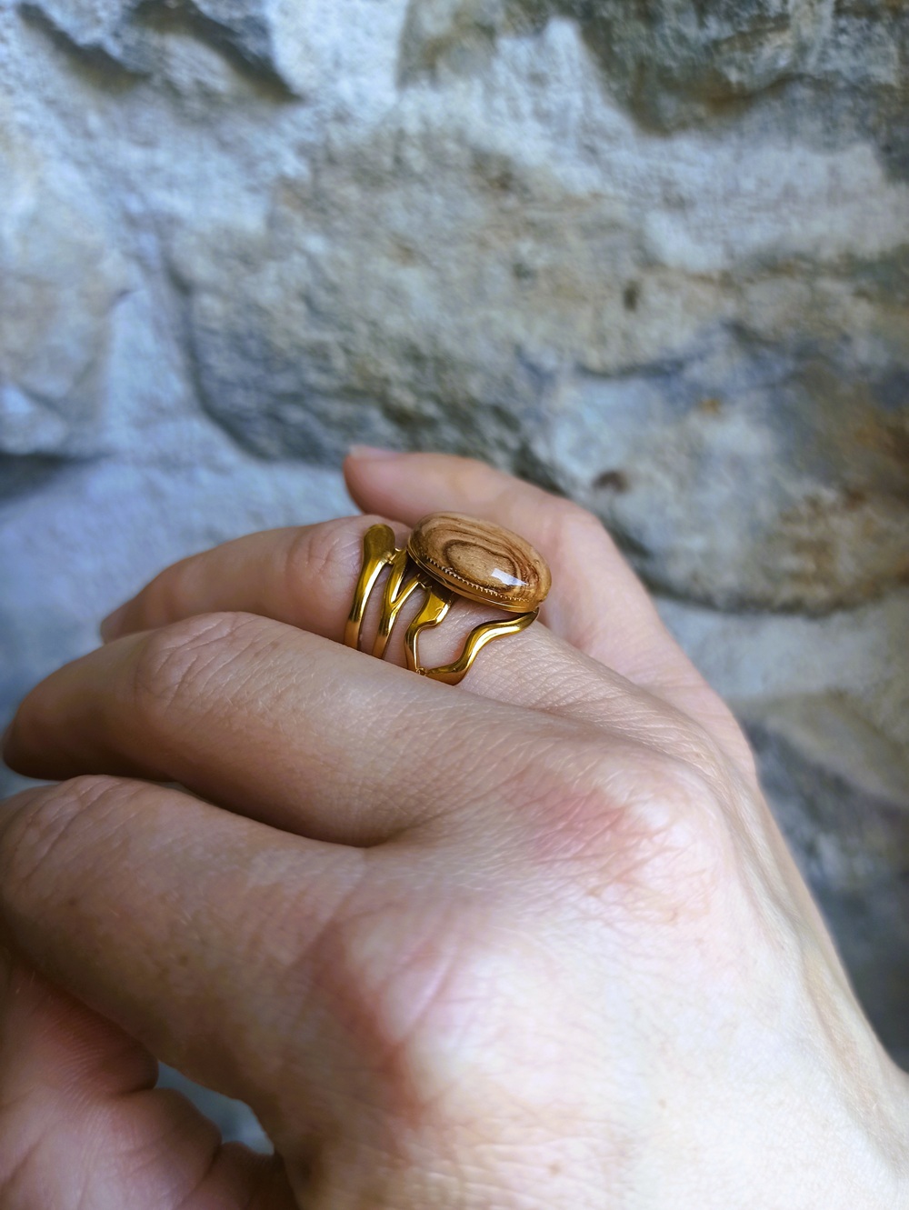 Bague organique en olivier – Image 4