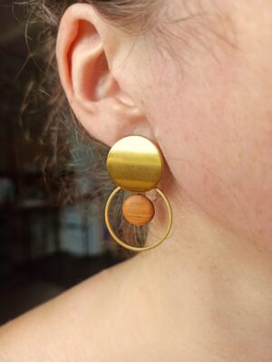 Boucles d'oreilles rondes merisier