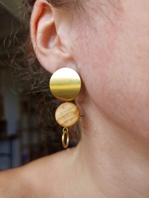 boucles d'oreilles rondes hêtre