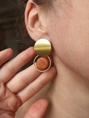 boucles d'oreilles ronds merisier