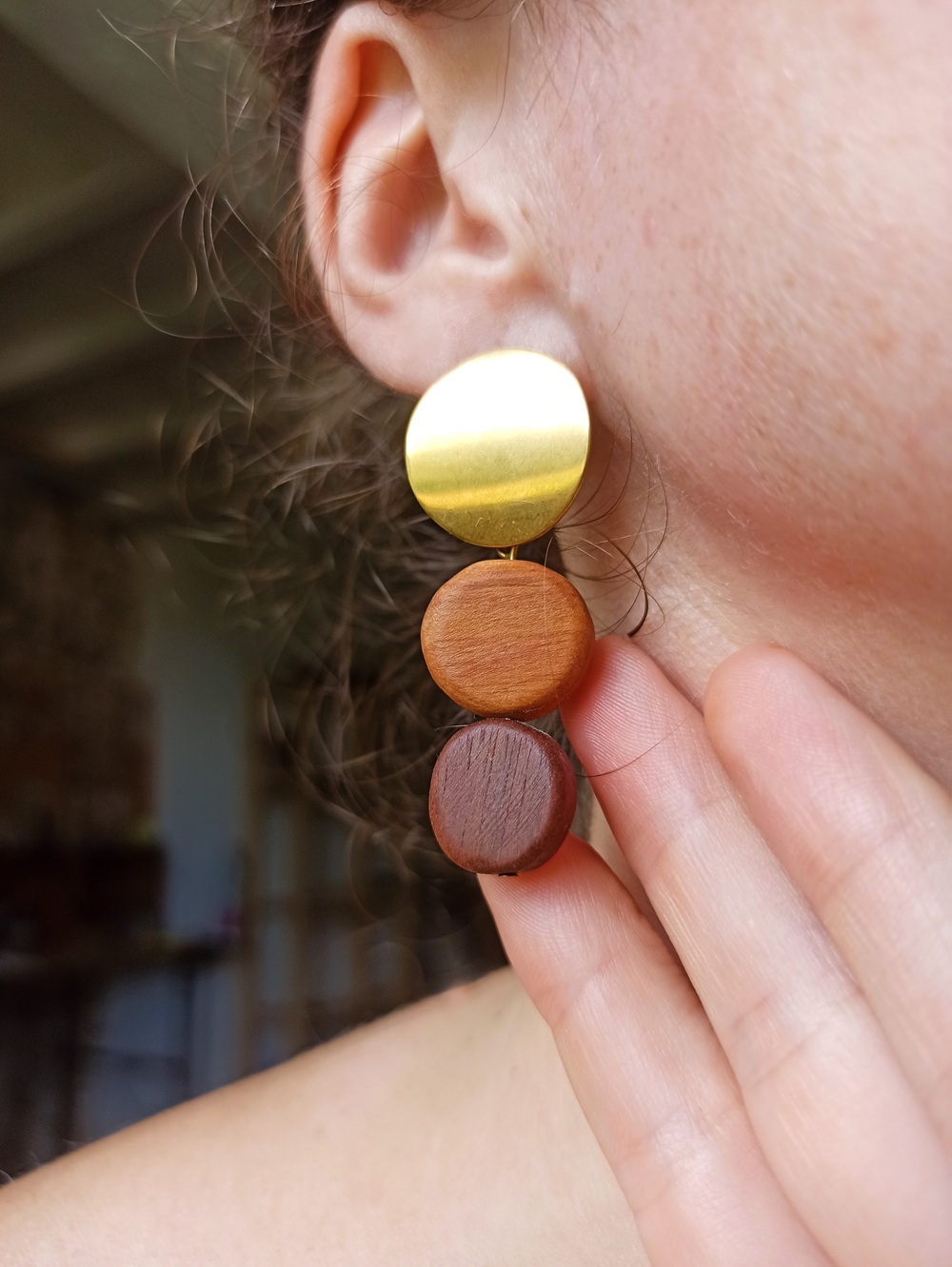 Boucles d'oreilles rondes aubier – Image 3
