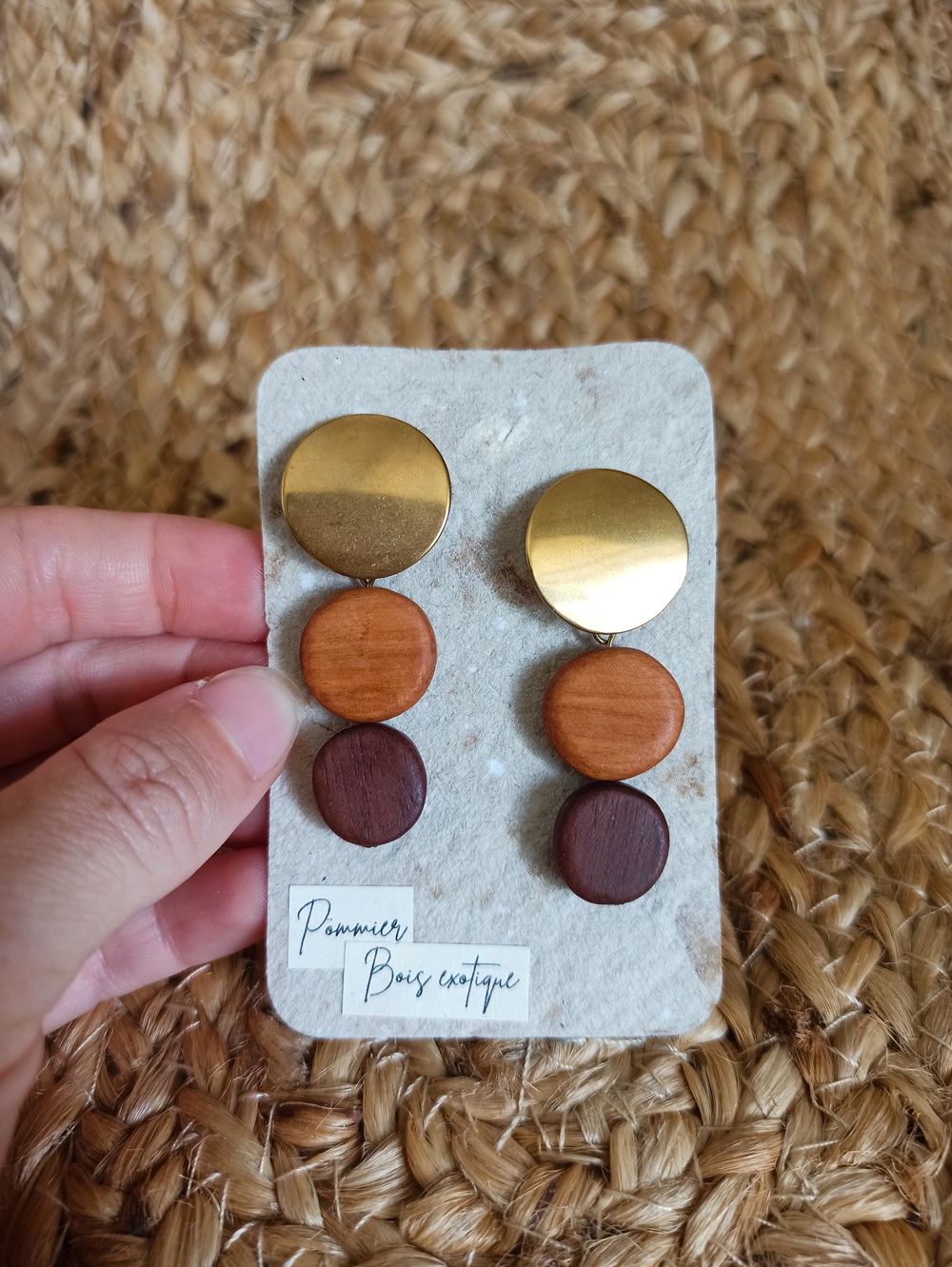 Boucles d'oreilles rondes aubier – Image 4